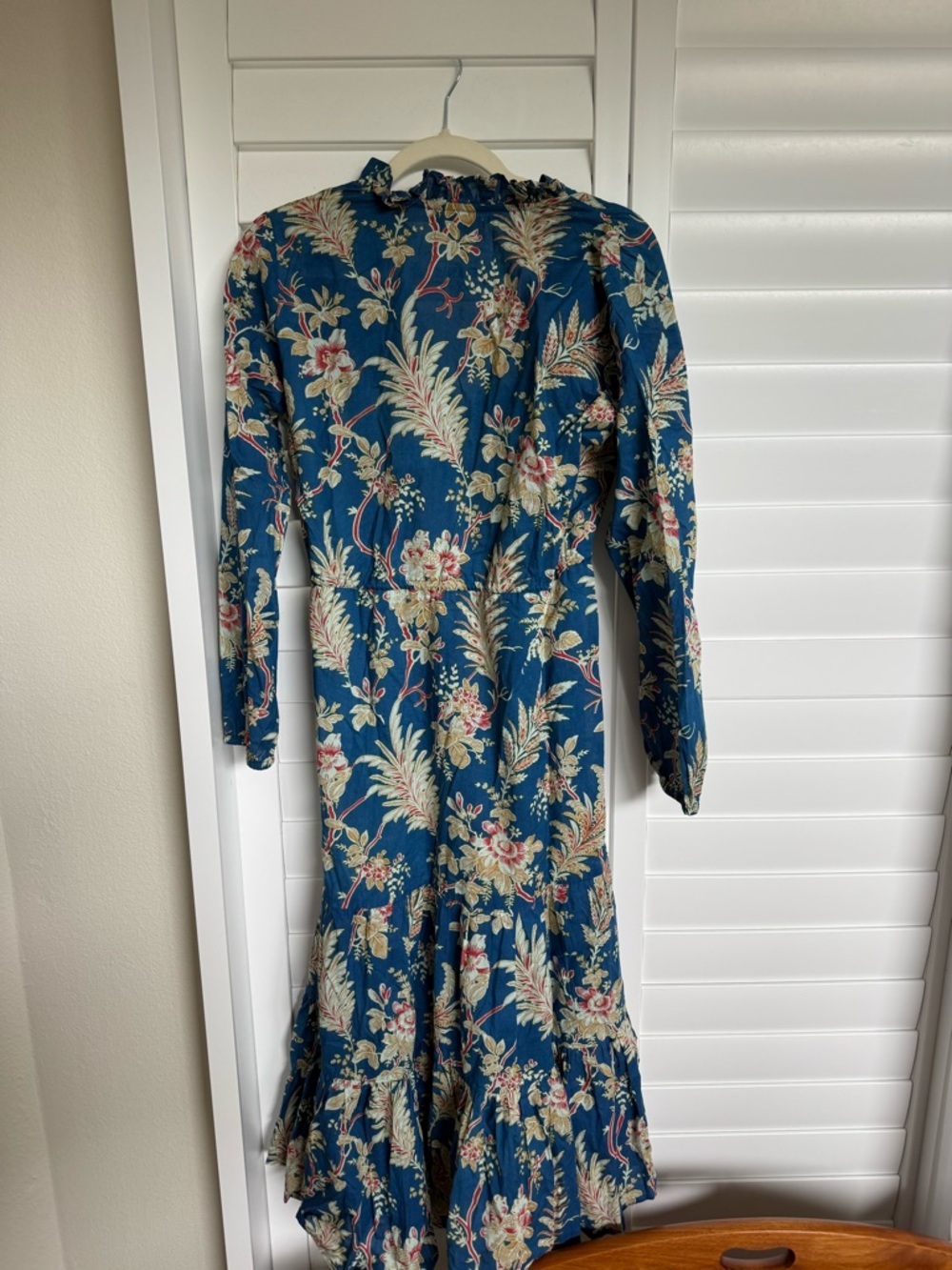 Mille Astrid Floral Long-Sleeve Midi Dress in Blue Size S NWOT - Picture 8 of 9
